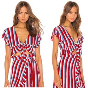 Revolve Lovers + Friends Waves For Days Americana Stripe Crop Top Size XS